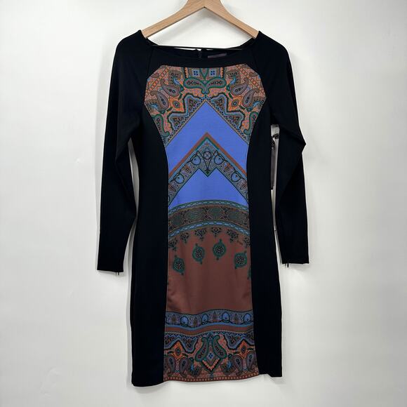 NWT Hale Bob Floria Long Sleeve Sheath Dress Boat Neck Paisley Print Size M - Picture 1 of 11
